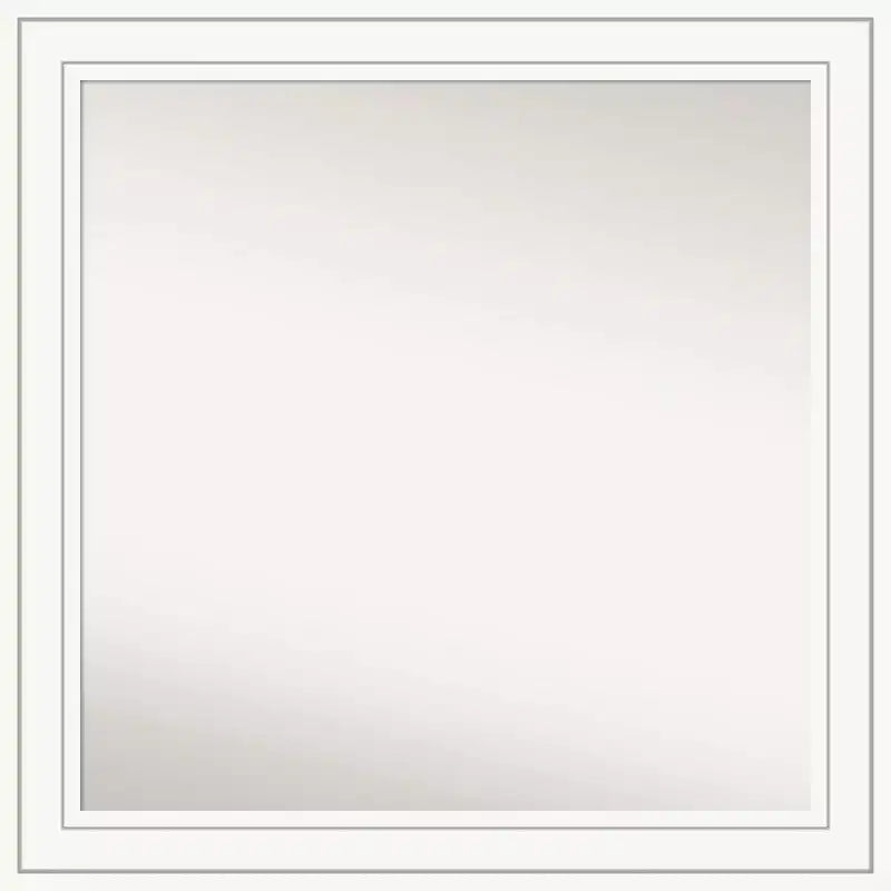 31" x 31" Non-Beveled Craftsman Wood Bathroom Wall Mirror White - Amanti Art: Modern Square Vanity, Includes Mounting Hardware