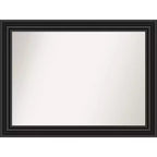 44" x 33" Non-Beveled Colonial Bathroom Wall Mirror Black - Amanti Art: Rectangle, Polystyrene Frame, Wall Mount
