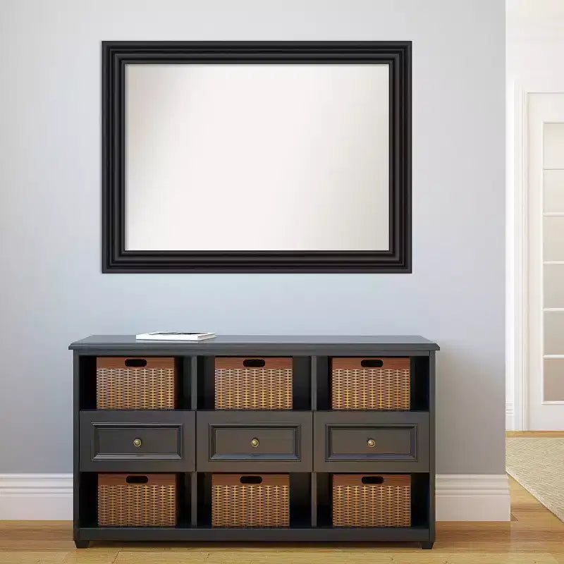 Miroir mural rectangulaire de salle de bain 43" x 32" – Cadre blanc, fixation murale