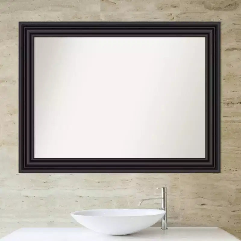 Miroir mural rectangulaire de salle de bain 43" x 32" – Cadre blanc, fixation murale
