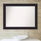 Miroir mural rectangulaire de salle de bain 43" x 32" – Cadre blanc, fixation murale