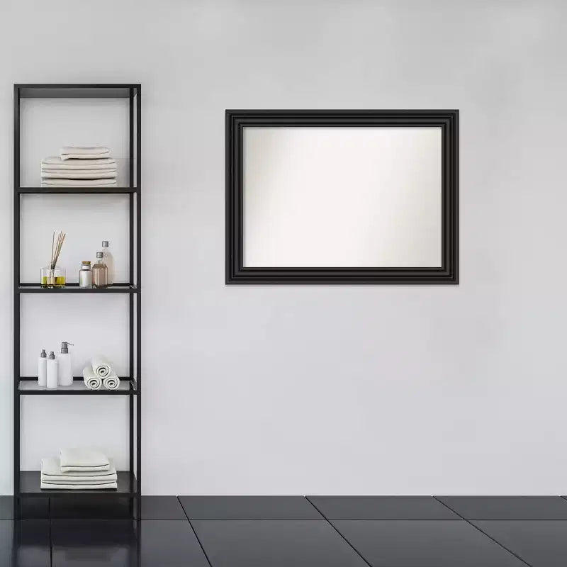 Miroir mural rectangulaire de salle de bain 43" x 32" – Cadre blanc, fixation murale