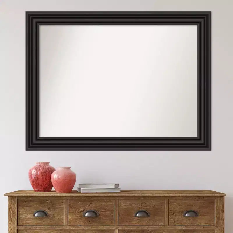 Miroir mural rectangulaire de salle de bain 43" x 32" – Cadre blanc, fixation murale
