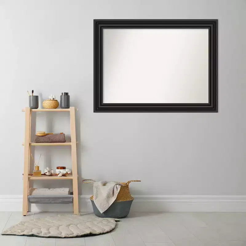 Miroir mural rectangulaire de salle de bain 43" x 32" – Cadre blanc, fixation murale