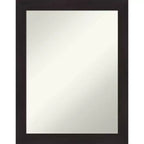 22" x 28" Non-Beveled Furniture Narrow Bathroom Wall Mirror Espresso Brown - Amanti Art: Modern Rectangular Vanity, Includes Mounting Hardware