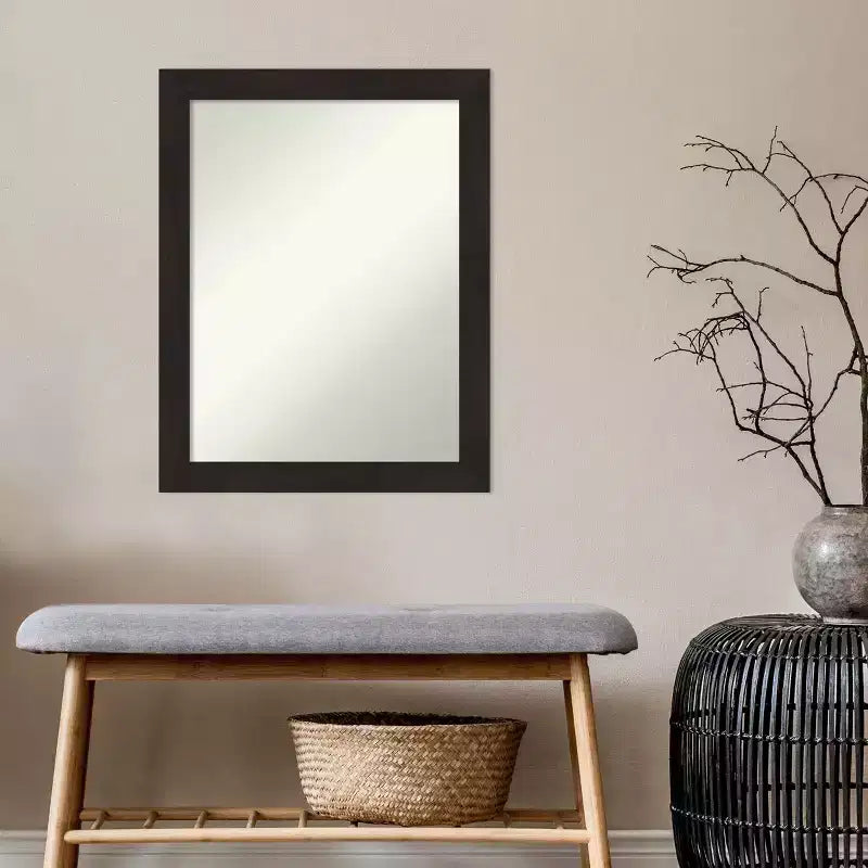 Miroir de salle de bain carré en bois style « Craftsman » de 31 po x 31 po – Blanc, mural