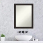 Miroir de salle de bain carré en bois style « Craftsman » de 31 po x 31 po – Blanc, mural
