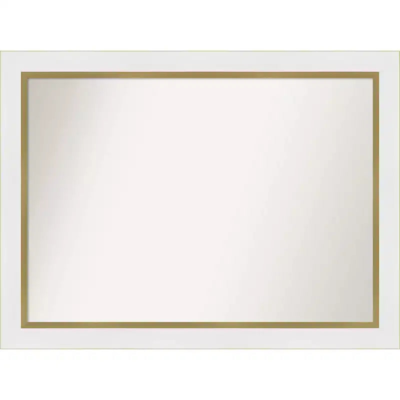 43" x 32" Non-Beveled Eva Bathroom Wall Mirror White - Amanti Art: Modern Rectangle, Wall Mount, Includes Hardware