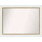 43" x 32" Non-Beveled Eva Bathroom Wall Mirror White - Amanti Art: Modern Rectangle, Wall Mount, Includes Hardware