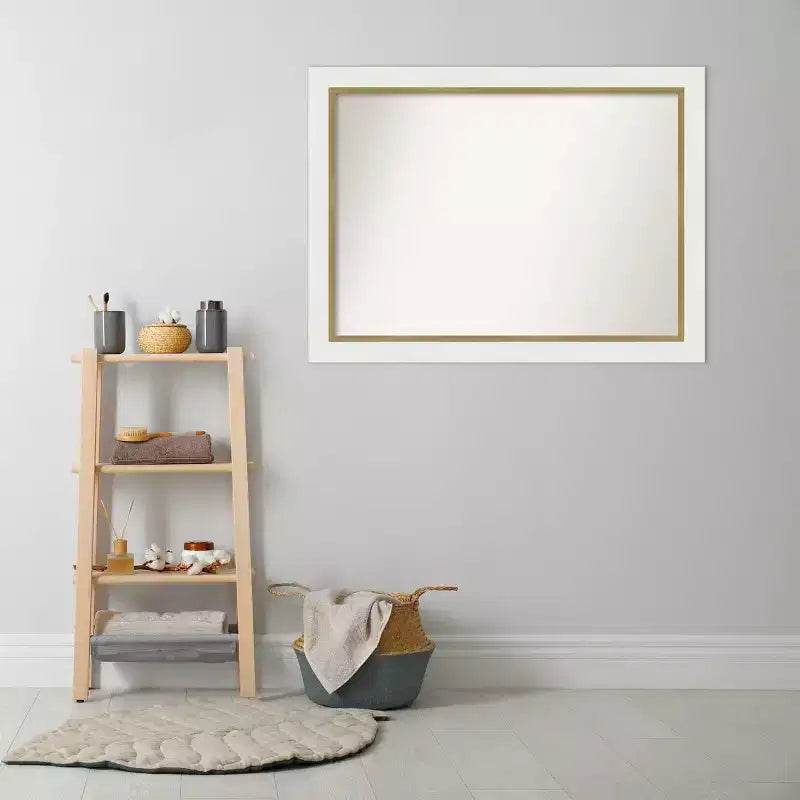 Miroir mural carré de salle de bain 31" x 31" – Cadre en polystyrène marron grain de café