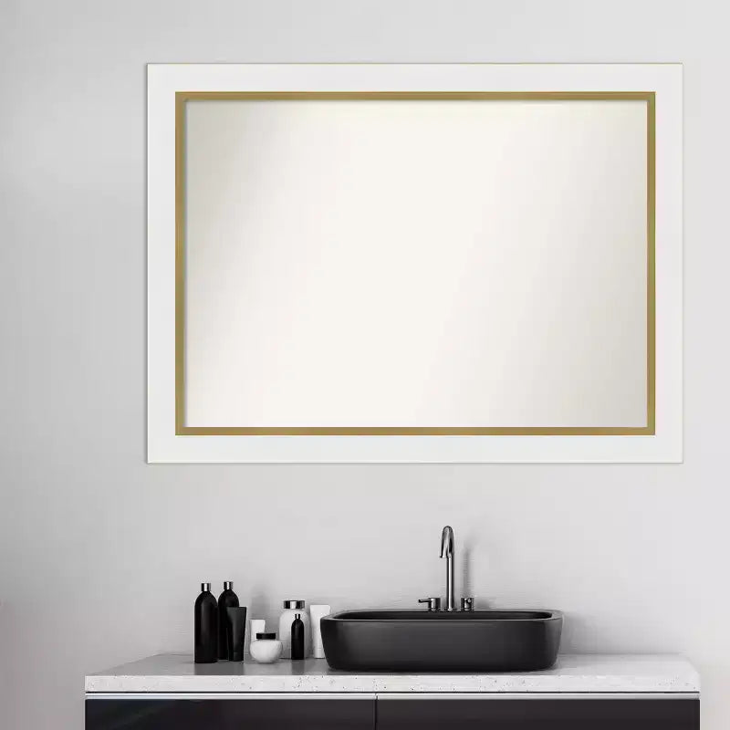 Miroir mural carré de salle de bain 31" x 31" – Cadre en polystyrène marron grain de café