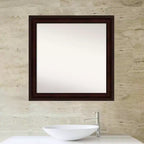 Miroir mural de salle de bain non biseauté 31" x 31" Coffee Bean Brown - Amanti Art : Carré moderne, à fixer au mur, cadre en polystyrène
