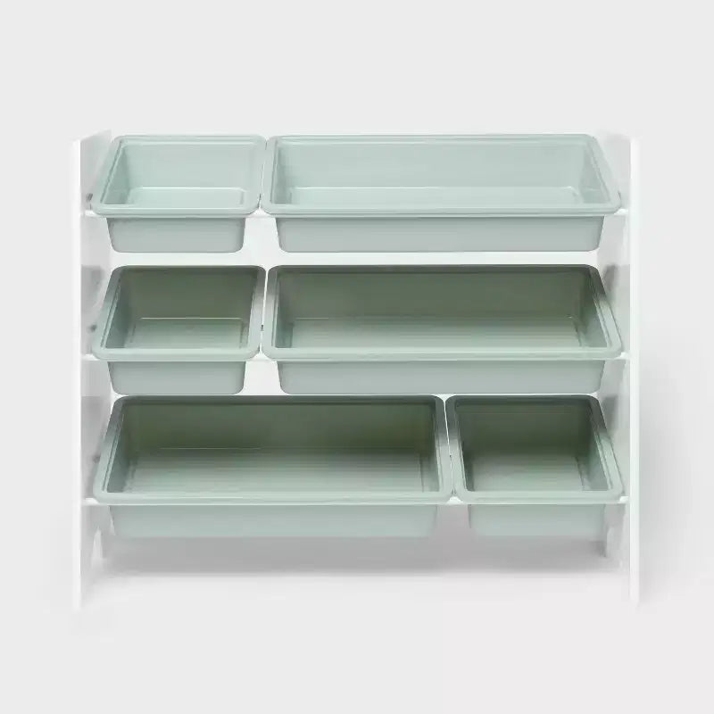 Organisateur de rangement pour jouets à 6 bacs et 3 étagères pour enfants – MDF Blanc