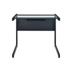 Bureau d'écriture 33" en verre transparent et noir avec cadre en acier inoxydable