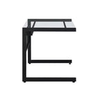 Bureau d'écriture 33" en verre transparent et noir avec cadre en acier inoxydable