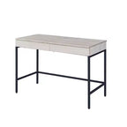 HomeRoots 42 Natural and Black Writing Desk With Two Drawers
