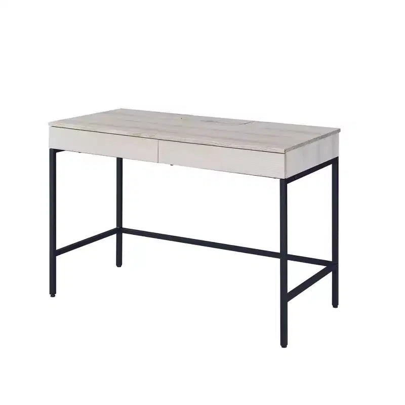 HomeRoots 42 Natural and Black Writing Desk With Two Drawers