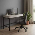 Bureau 42" en Bois et Fer Noir Naturel avec Deux Tiroirs