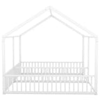 Lit cabane double en métal pour 2 enfants, lits superposés à plateforme avec barrières pour filles et garçons
