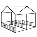 Lit cabane double en métal pour 2 enfants, lits superposés à plateforme avec barrières pour filles et garçons