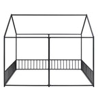 Lit cabane double en métal pour 2 enfants, lits superposés à plateforme avec barrières pour filles et garçons