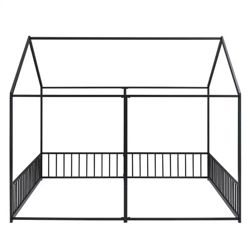 Lit cabane double en métal pour 2 enfants, lits superposés à plateforme avec barrières pour filles et garçons