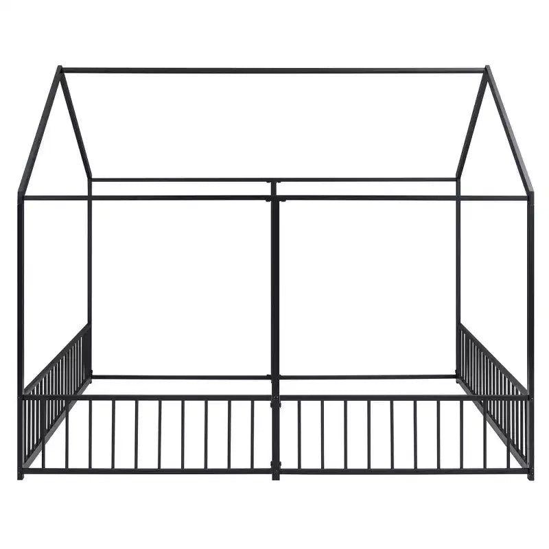 Lit cabane double en métal pour 2 enfants, lits superposés à plateforme avec barrières pour filles et garçons