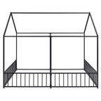 Lit cabane double en métal pour 2 enfants, lits superposés à plateforme avec barrières pour filles et garçons
