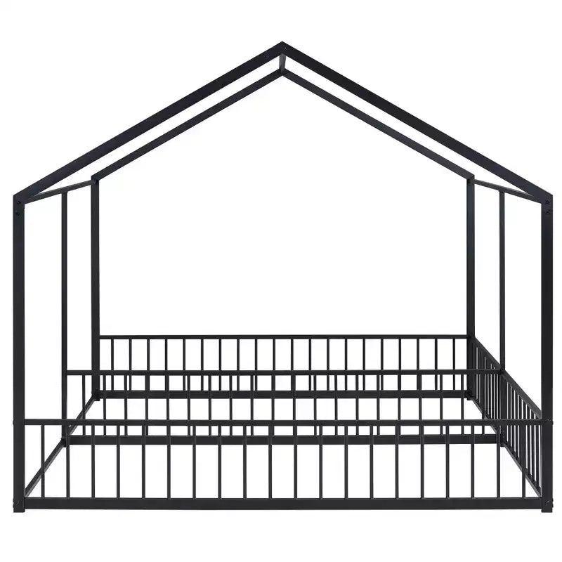 Lit cabane double en métal pour 2 enfants, lits superposés à plateforme avec barrières pour filles et garçons