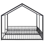 Lit cabane double en métal pour 2 enfants, lits superposés à plateforme avec barrières pour filles et garçons