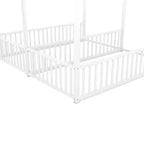 Lit cabane double en métal pour 2 enfants, lits superposés à plateforme avec barrières pour filles et garçons