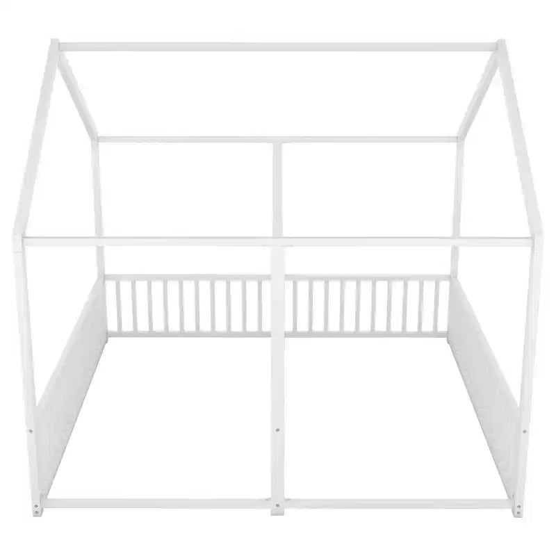 Lit cabane double en métal pour 2 enfants, lits superposés à plateforme avec barrières pour filles et garçons