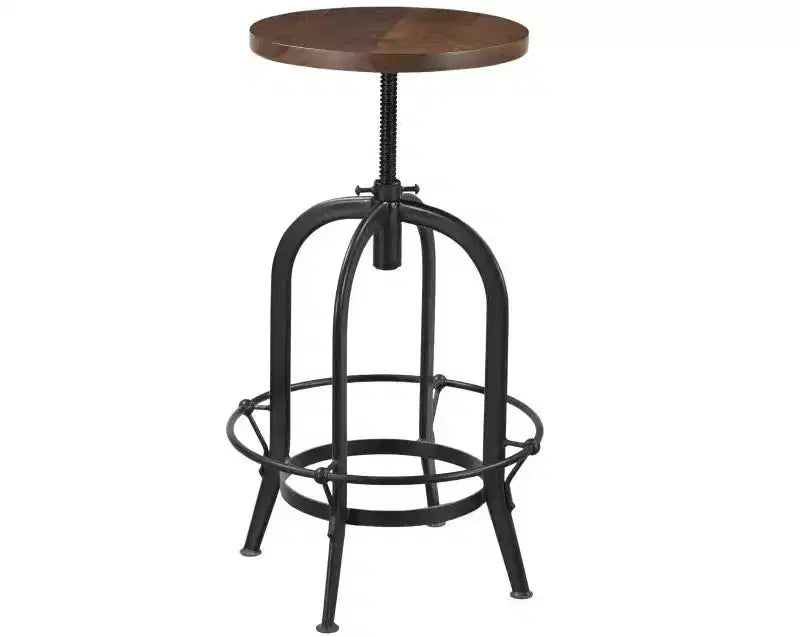 Chaise de bar pivotante à hauteur réglable – Bois d'acacia massif et métal, marron et noir