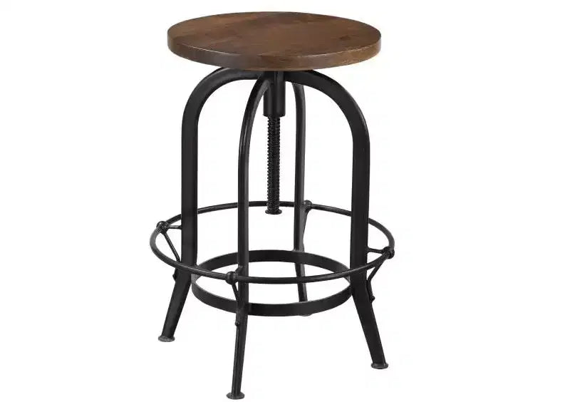 Chaise de bar pivotante à hauteur réglable – Bois d'acacia massif et métal, marron et noir