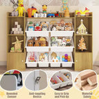 Étagère à Livres pour Enfants avec 8 Bacs de Rangement Amovibles, Étagère à Livres et Rangement de Jouets pour Enfants, 2 Armoires de Rangement, Convient pour Salle d'Étude, Chambre à Coucher, Chambre d'Enfants