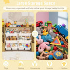 Étagère à Livres pour Enfants avec 8 Bacs de Rangement Amovibles, Étagère à Livres et Rangement de Jouets pour Enfants, 2 Armoires de Rangement, Convient pour Salle d'Étude, Chambre à Coucher, Chambre d'Enfants