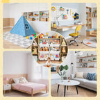 Étagère à Livres pour Enfants avec 8 Bacs de Rangement Amovibles, Étagère à Livres et Rangement de Jouets pour Enfants, 2 Armoires de Rangement, Convient pour Salle d'Étude, Chambre à Coucher, Chambre d'Enfants