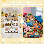 Étagère à Livres pour Enfants avec 8 Bacs de Rangement Amovibles, Étagère à Livres et Rangement de Jouets pour Enfants, 2 Armoires de Rangement, Convient pour Salle d'Étude, Chambre à Coucher, Chambre d'Enfants