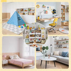 Étagère à Livres pour Enfants avec 8 Bacs de Rangement Amovibles, Étagère à Livres et Rangement de Jouets pour Enfants, 2 Armoires de Rangement, Convient pour Salle d'Étude, Chambre à Coucher, Chambre d'Enfants