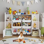 Étagère à Livres pour Enfants avec 8 Bacs de Rangement Amovibles, Étagère à Livres et Rangement de Jouets pour Enfants, 2 Armoires de Rangement, Convient pour Salle d'Étude, Chambre à Coucher, Chambre d'Enfants