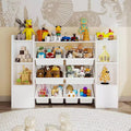 Children's Bookshelf with 8 Removable Storage Boxes, Kids Bookshelf and Toy Storage, 2 Storage Cabinets, Suitable for Study Room, Bedroom, Kids Room