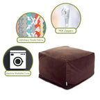 Pouf rond en faux suède – Base en bois