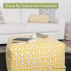 Pouf rond en faux suède – Base en bois