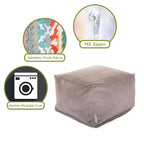 Pouf rond en faux suède – Base en bois