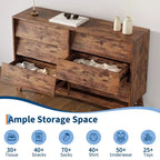 Commode à 6 tiroirs, commode vintage avec design biseauté, meuble TV de commode moderne pour chambre à coucher, salon, entrée et placard