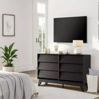 Commode à 6 tiroirs, commode vintage avec design biseauté, meuble TV de commode moderne pour chambre à coucher, salon, entrée et placard