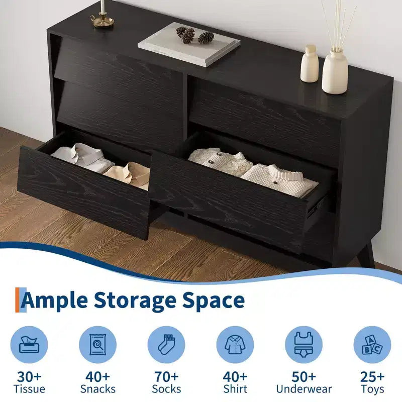 Commode à 6 tiroirs, commode vintage avec design biseauté, meuble TV de commode moderne pour chambre à coucher, salon, entrée et placard