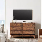 Commode à 6 tiroirs, commode vintage avec design biseauté, meuble TV de commode moderne pour chambre à coucher, salon, entrée et placard