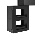 Coiffeuse d'angle avec tabouret rembourré, station de recharge et meuble coulissant