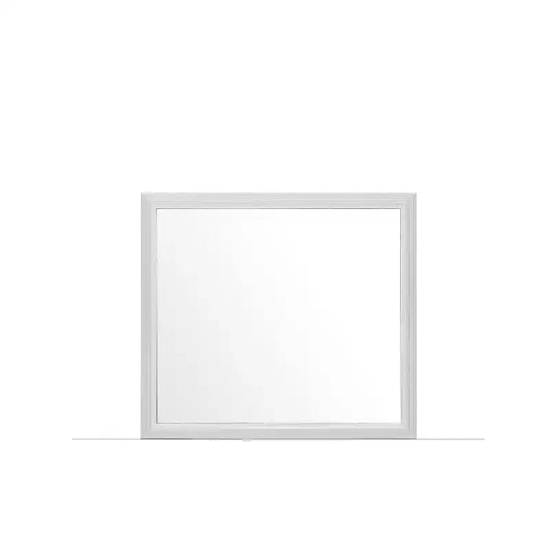 Grand miroir encadré blanc avec détails rustiques modernes pour commodes de chambre